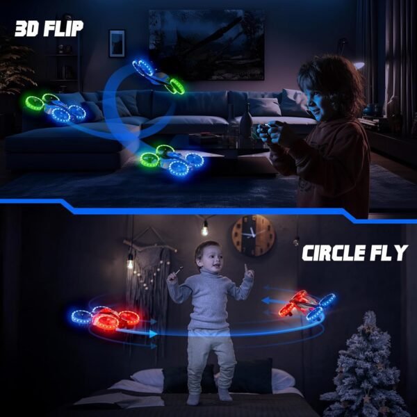Drones for Kids, 3in1 Battle Drone with LED Lights, 3D Flip, Circle Fly, Altitude Hold, Remote Control Car Functions, Mini Drone for Boys Girls 4-8 6-12 Christmas and Birthday Gifts - Image 2