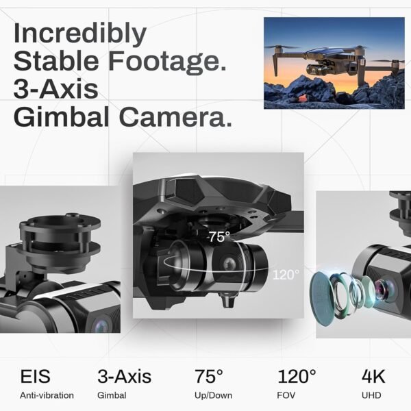 BEZGAR BD901 Drones with Camera for Adults 4K Long Range - Foldable Mini Drone with 4K Video, 3-Axis Gimbal, 3KM Transmission, 23 Mins Flight Time, Return To Home, Follow Me, Hobby RC Quadcopters - Image 2