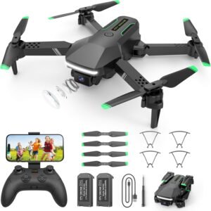 Drone with Camera for Kids Beginners - Foldable 1080P HD Camera Drones with 2 Batteries,FPV Live Video Remote Control,Gestures Selfie,One Key Start,360° Flips,Altitude Hold,Headless Mode,Toys Gifts for Boys(Black)