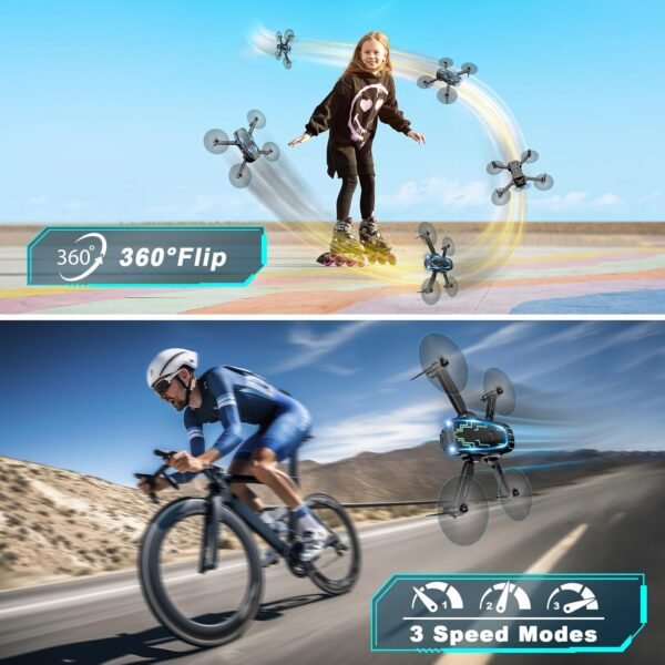 Mini Drone with Camera, Drones for Adults, Boys Gifts, 1080P HD Foldable Drone with Gravity Control, Gestures Selfie, Altitude Hold, One Key Start, 3D Flips, 2 Batteries, Toy for Boys Girls - Image 5