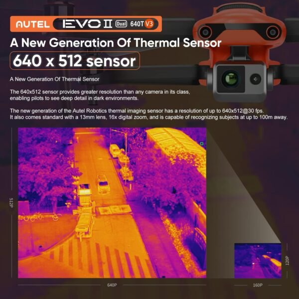 Autel Robotics EVO II Dual 640T V3, 640x512 Thermal Imaging Drone, Remote ID Supported, 0.8'' CMOS&50MP 8K RYYB Sensor,10+ Temp Measurement, D-RI Ranges, Thermal Analysis Tool, for Search&Rescue/Power Inspection/Public Safety/Hunting - Image 2