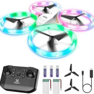 Drones for Kids, RC Drone with Cool Led Lights Mini Remote Control Beginner Drone Indoor Outdoor RC Quadcopter with 3D Flip and 2 Rechargeable Battery Flying Toys Gift for Boys Girls