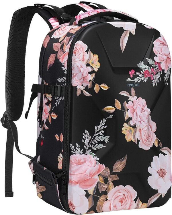 MOSISO Camera Backpack, DSLR/SLR/Mirrorless Photography Camera Bag Peony Waterproof Hardshell Case with Tripod Holder & Laptop Compartment Compatible with Canon/Nikon/Sony/DJI Mavic Drone, Black