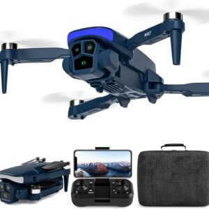 K417 Drone with Camera 1080p HD,90° Electric Adjustable Lens,Blue LED Lights AIdrones with Dual Cameras for Adults,Remote Control Quadcopter with Altitude Hold for Beginners,Gestures Selfie,Carry Case