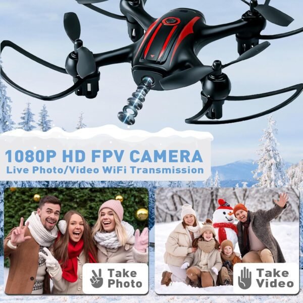 Drones for Kids 8-12, Drone with Camera 1080P for Kids Adults, FPV Drone with 2 Batteries, Mini Drone Gesture Photo, Wifi RC Quadcopter, 3 Speed Mode, 3D Flips, Altitude Hold, Kids Drones for Boys - Image 2