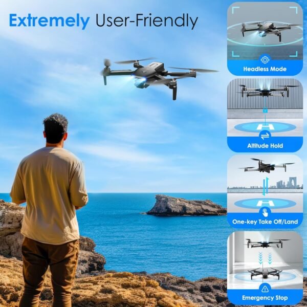 Drone with Camera, Brushless Motor 1080P FPV Drone with 2 Batteries, One Key Take Off/Land, 360 Flips, Waypoint Fly, Altitude Hold, Gravity Control, Foldable Mini Drones for Kids Adults, Beginner - Image 7