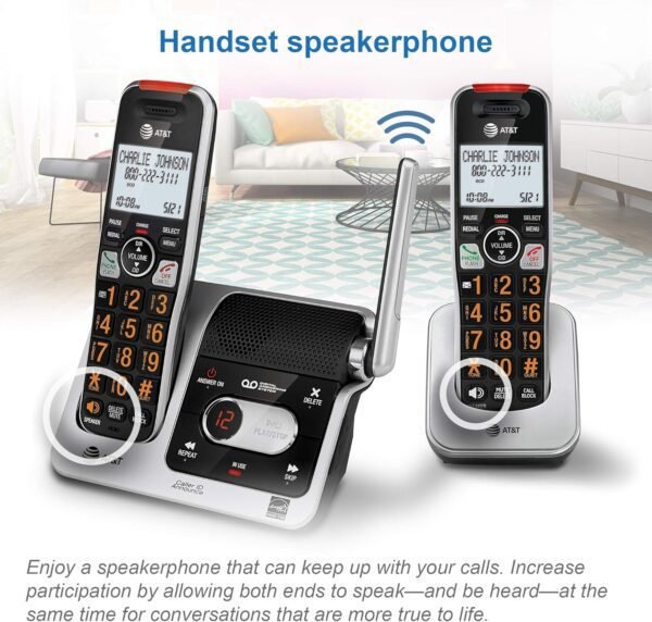 AT&T BL102-3 DECT 6.0 3-Handset Cordless Phone for Home with Answering Machine, Call Blocking, Caller ID Announcer, Audio Assist, Intercom, and Unsurpassed Range, Silver/Black - Image 10
