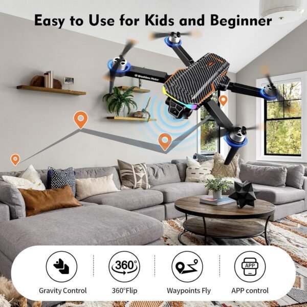 Drone with Camera for Kids and Adult Beginners,Foldable FPV,Brushless Motor,One Key Take Off/Land, Optical Flow Positioning, 360° Flip, Waypoint Fly,2Battery,Gift for adults,kids,beginners - Image 3