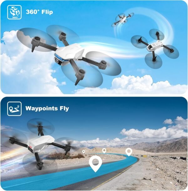 Drone with Camera 1080P HD FPV Foldable Drone for Beginners and Kids, Quadcopter with Voice Gesture Control with Carrying Case, One Key Take Off/Land, Optical Flow Positioning, 360° Flip, Waypoint Fly - Image 5