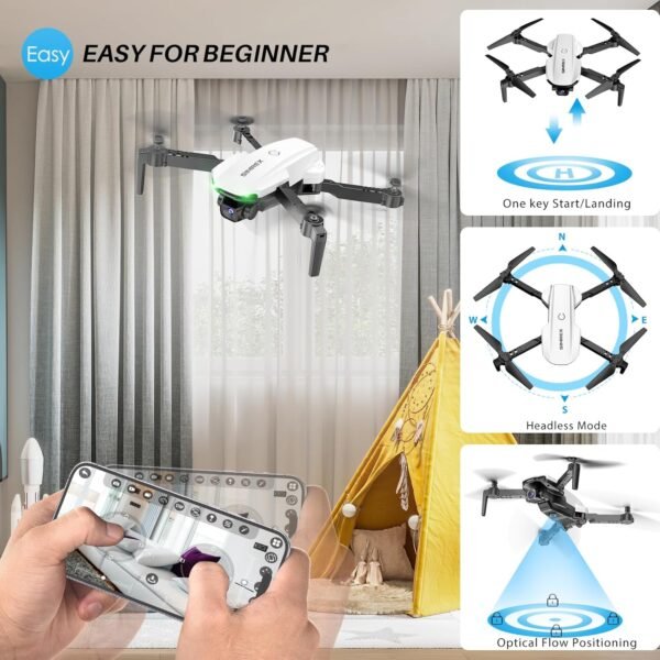 Drone With Camera for Adults-1080P FPV Quadcopter Drone with Hover Stable, Foldable Mini Drones With One Key Start, Waypoint Fly, Headless Mode, Auto-Follow, 3D Flip, 3 Speeds, 2 Batteries, Easy for Beginners - Image 4