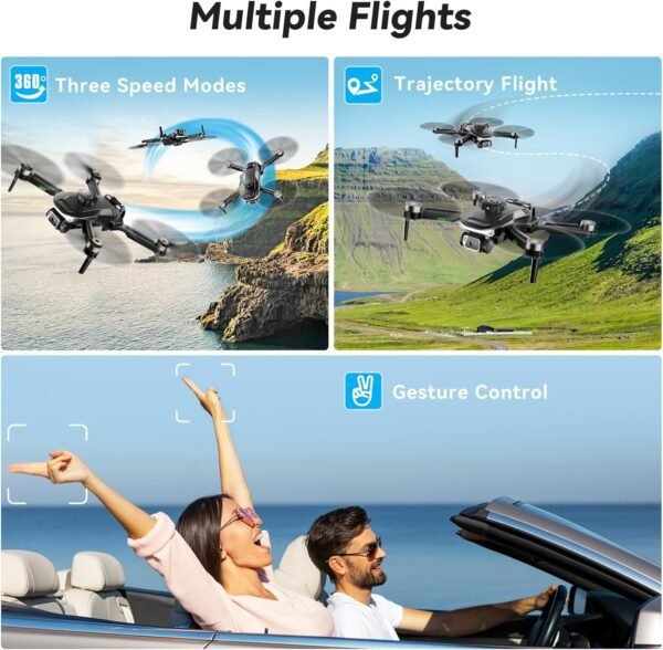S165max Drones with 1080P HD Camera for Adults Brushless Motor Drone with Propeller Guards, 3 Batteries, FPV Foldable Drone with One Button Take Off/Landing, Toys Drone for Boys Beginners - Image 5