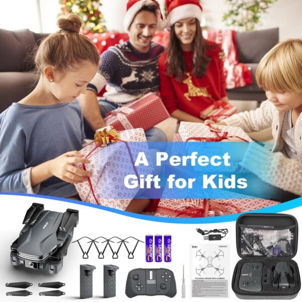 Drone with 1080P Camera for Beginners and Kids, Foldable Remote Control Quadcopter with Voice Control, Gestures Selfie, Altitude Hold, 3D Flips, 2 Batteries, One Key Take Off/Land Dark Gery - Image 7