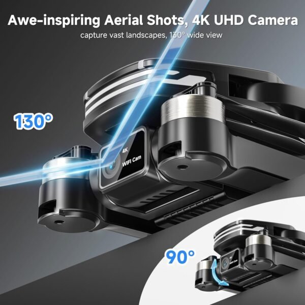 Drones with Camera for Adults 4K Brushless Motor Drone for Kids Beginners, FPV Foldable RC Quadcopter with Propeller Guards, 2 Batteries, 1500mAh, 130° Lens, WiFi, Voice Control, Gesture Photography, Gift Toys for Men Boys - Image 3