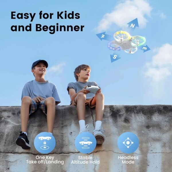 Ameta RC Drones for Kids Adults with 1080P HD FPV Camera, Cool Toys Gifts for Boys Girls, Hobby RC Quadcopter with Cool LED Light, Propeller Full Protect and Long Flight Time, Morpho Drone with Camera - Image 8