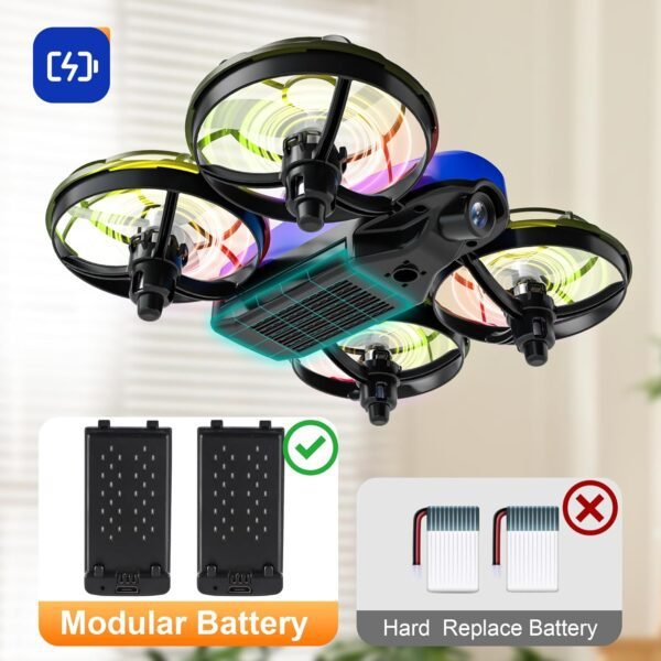 Drones for Kids with Camera,Rc Drone Indoor Small Helicopter,Birthday Gifts for Boys and Girls Beginners Friendly,Mini Quadcopter Toy With 2 Batteries,Propeller Full Protect,Altitude Hold - Image 6