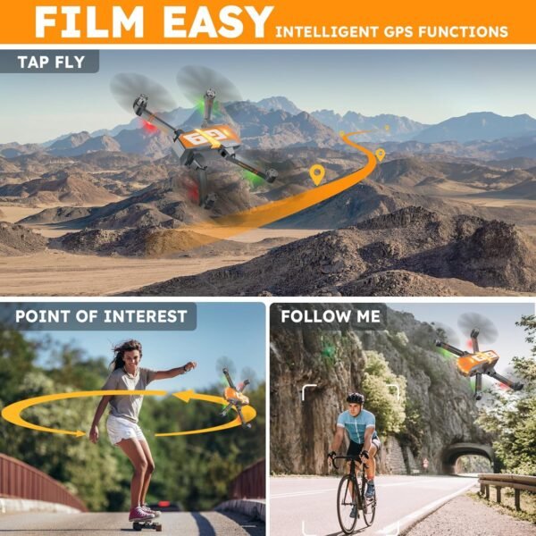 GPS Drones with 4K Camera for Adults with Brushless Motor and Follow Me Mode,Long Flight Time and Distance,5G FPV Transmission and Auto Return,G9 Foldable RC Quadcopter for Beginner and Kids,Under249g (Dark gray) - Image 6
