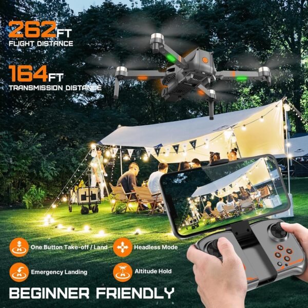 Q12 Drone with Camera 4K for Adults,Brushless Motor Drone for Kids Beginners,FPV Foldable RC Quadcopter with 2 Batteries 360° Flips,Altitude Hold,Voice Control,Headless Mode,One Key Start,Gift Toys for Men Boys,Easy to Fly,Carrying Case - Image 6