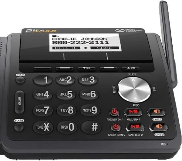 AT&T TL88102BK DECT 6.0 2-Line Expandable Cordless Phone with Answering System and Dual Caller ID/Call Waiting, 3 Handsets, Black