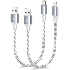 [Apple MFi Certified] Short iPhone Charger 1.5ft 2Pack,USB A to Lightning Cord Nylon Braided 18 Inch Fast Charging iPhone Cable Compatible with iPhone 14 13 12 11 Pro/Max/Mini Xs SE2/iPad for Car